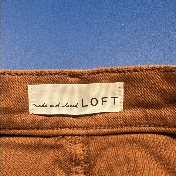 Loft Pintucked Frayed High Rise Kick Crop Jeans In Cocoa Powder Size 26 - Picture 8 of 11